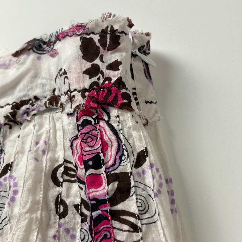 Chaudry KC Bohemian Floral Skirt Pink Brown Cotton Size Medium - Picture 10 of 11